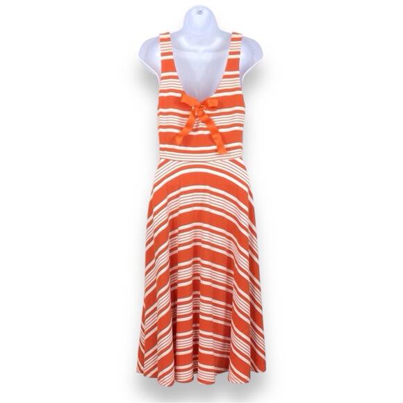 HUTCH Anegada Orange Stripe Sleeveless Fit & Flare Midi Dress size S - Picture 2 of 8